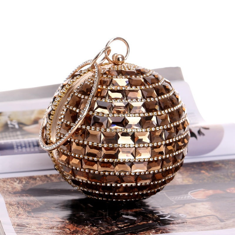 New Style Diamond Handbag Ladies Spherical Dinner Bag