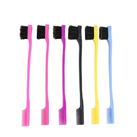 Beauty Double Side Edge Control Hair Comb Hair Brush Eyebrow Brush Hair Styling Salon Hair Accessories Random Color