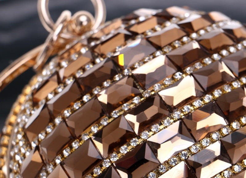 New Style Diamond Handbag Ladies Spherical Dinner Bag