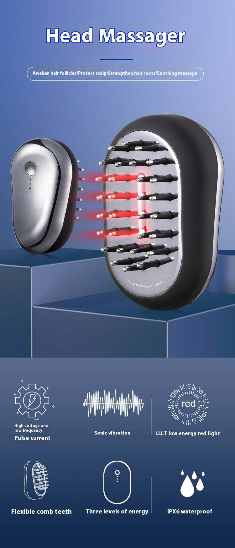 Hair Care Red Light Vibration Scalp Care Device                      .