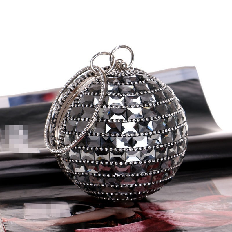 New Style Diamond Handbag Ladies Spherical Dinner Bag