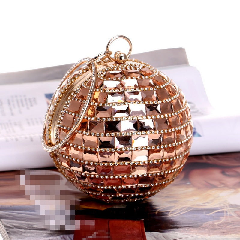 New Style Diamond Handbag Ladies Spherical Dinner Bag