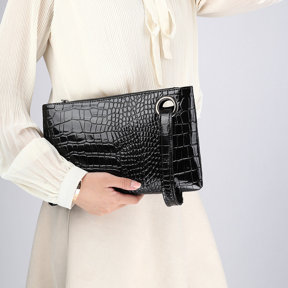 PU stone pattern bright face clutch