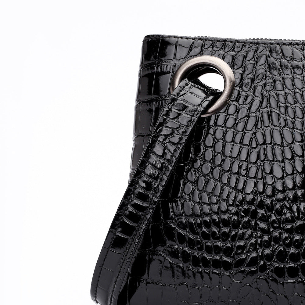 PU stone pattern bright face clutch